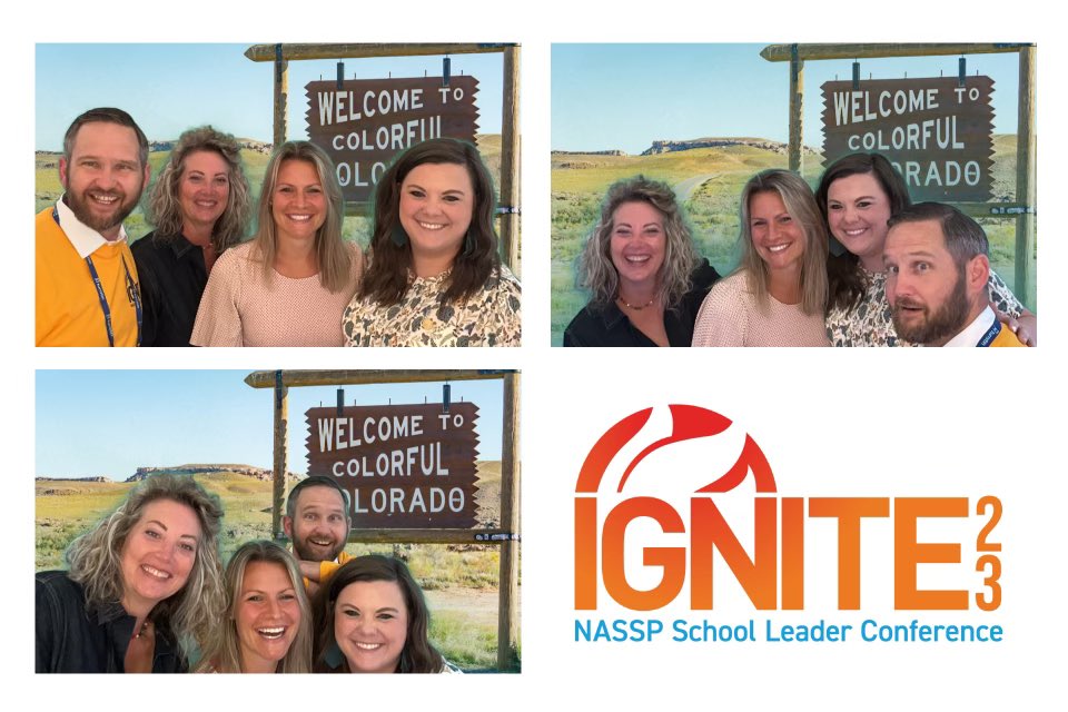 This team is ready to present  tomorrow morning <a href="/NASSP/">National Assoc. of Secondary School Principals</a> #ignite23
Thank you <a href="/Milken/">Milken Family Fdn</a> for connecting me with educators across the nation as we learn and grow from each other! 4 educators, 3 states, and all K-12 represented!  
This is my 10% bolder!