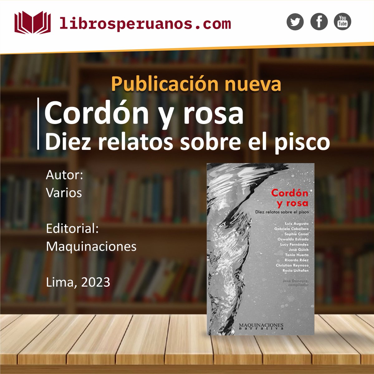#LibrosPeruanos 📖 

“Cordón y rosa”, presenta doce cuentos en los que el pisco juega un papel significativo, no meramente adjetivo. Los escritores convocados aceptaron el desafío de crear un cuento que tuviera como eje esta bebida.
Míralo: acortar.link/vi38uU