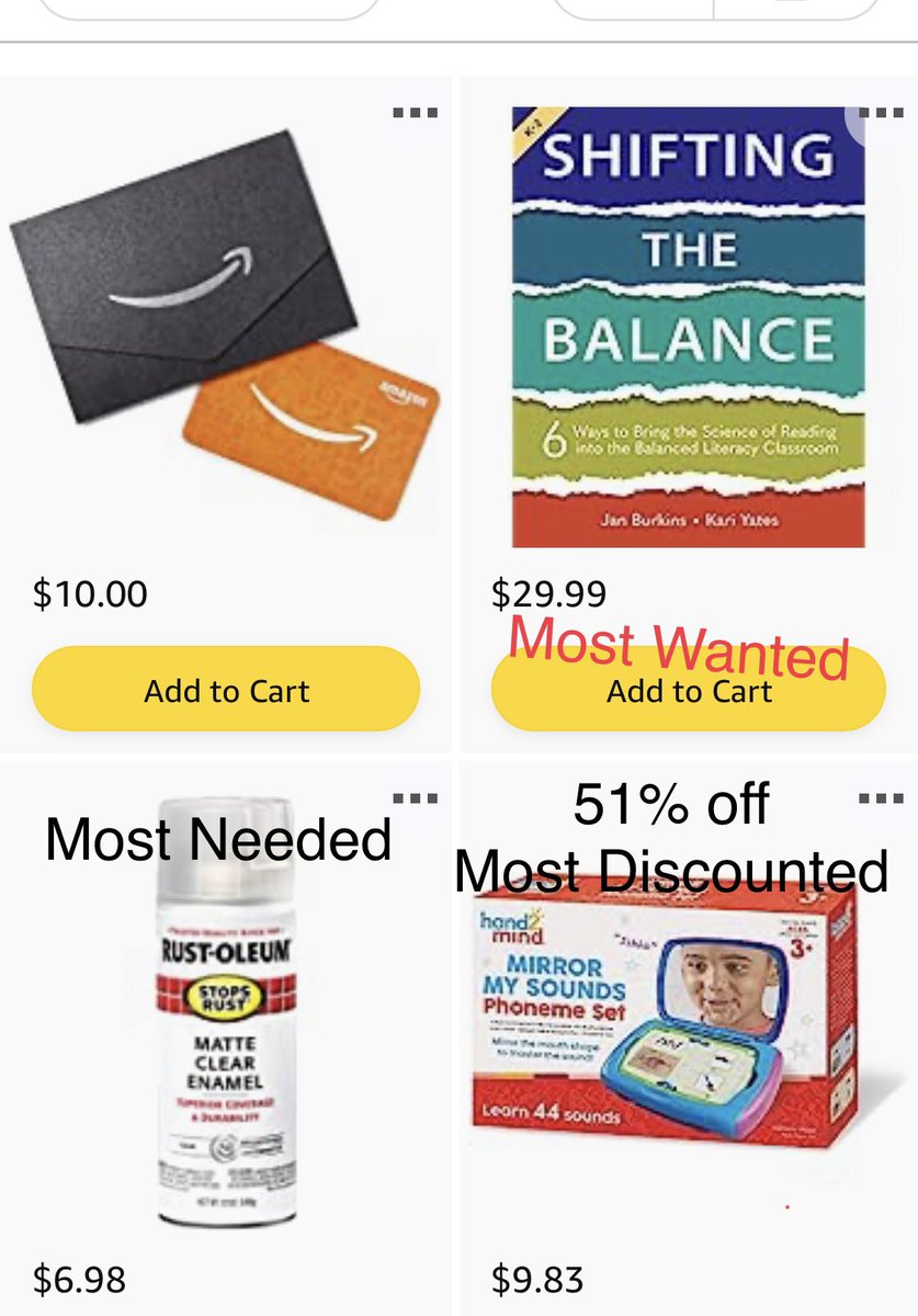 ChristineSlayt1's tweet photo. 🗣️ TEACHERS: 
Let’s start a thread with your most NEEDED and WANTED item! ! Here are mine..

Please RT and post away!

NEED: Matte Spray $6.98✨

WANT: Book 📕 $29.99✨
#clearthelist #AdoptATeacher 

https://t.co/HKaeUMu0W1 https://t.co/4xqTtfR6rP