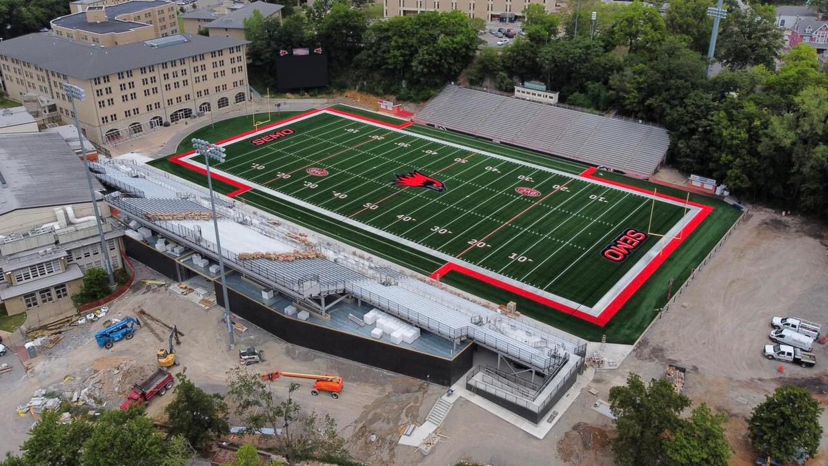 SEMORedhawks's tweet photo. The field is ready. It’s time to start #FeelinRowdy SEMO fans, we’ll see you in a few weeks! 

S/O to @SEMOESPN for the drone work. https://t.co/zF38ZzBZO2