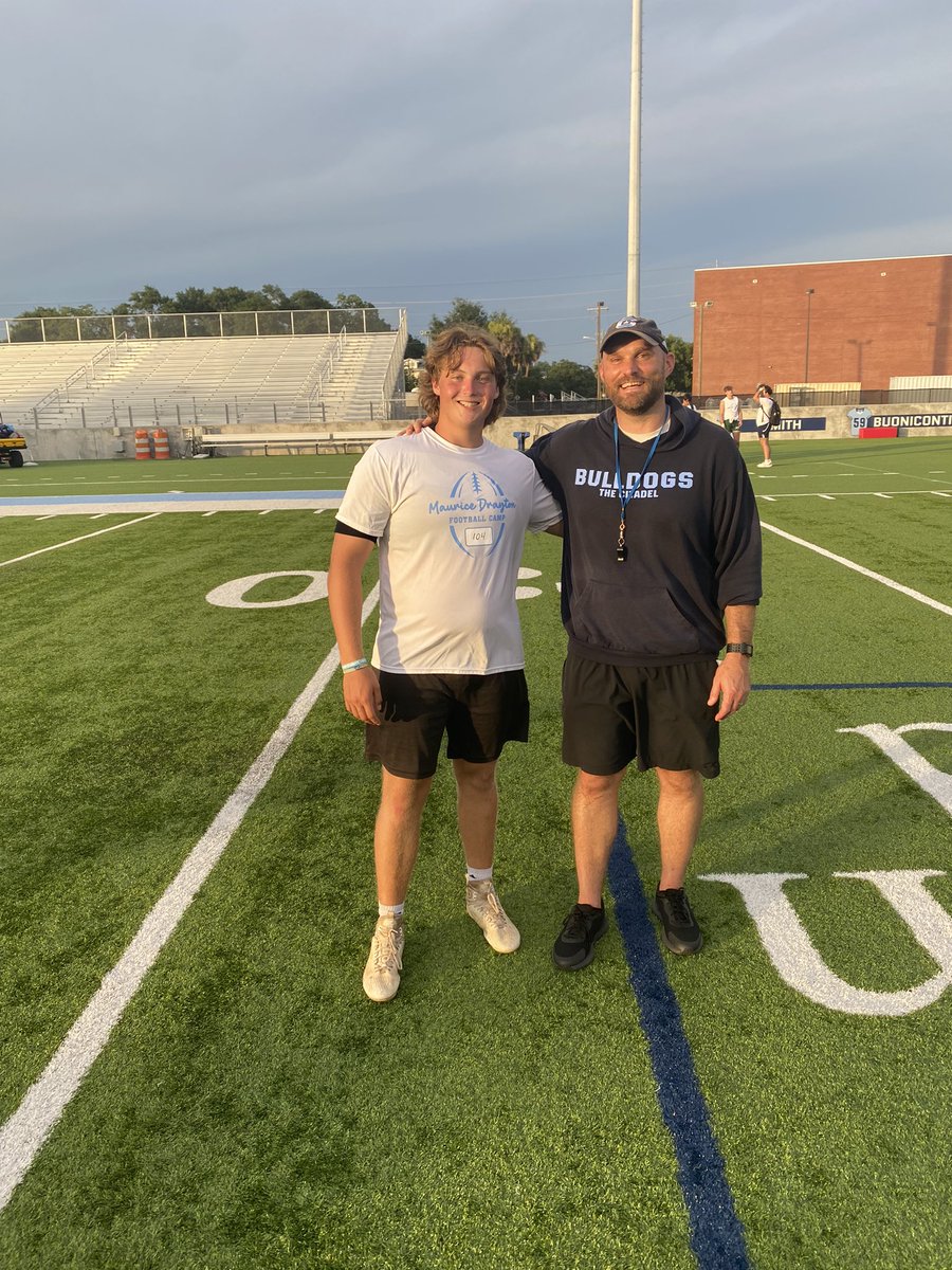 AustinBeers72's tweet photo. Had a great learning day at The Citadel today! Thanks @CoachPCovington @JacksonEskierka @KoachDrayton for the invite. @MrCoachFrate @CoachPerdomo @Miller_Jordan3 https://t.co/9PyBGswtvO