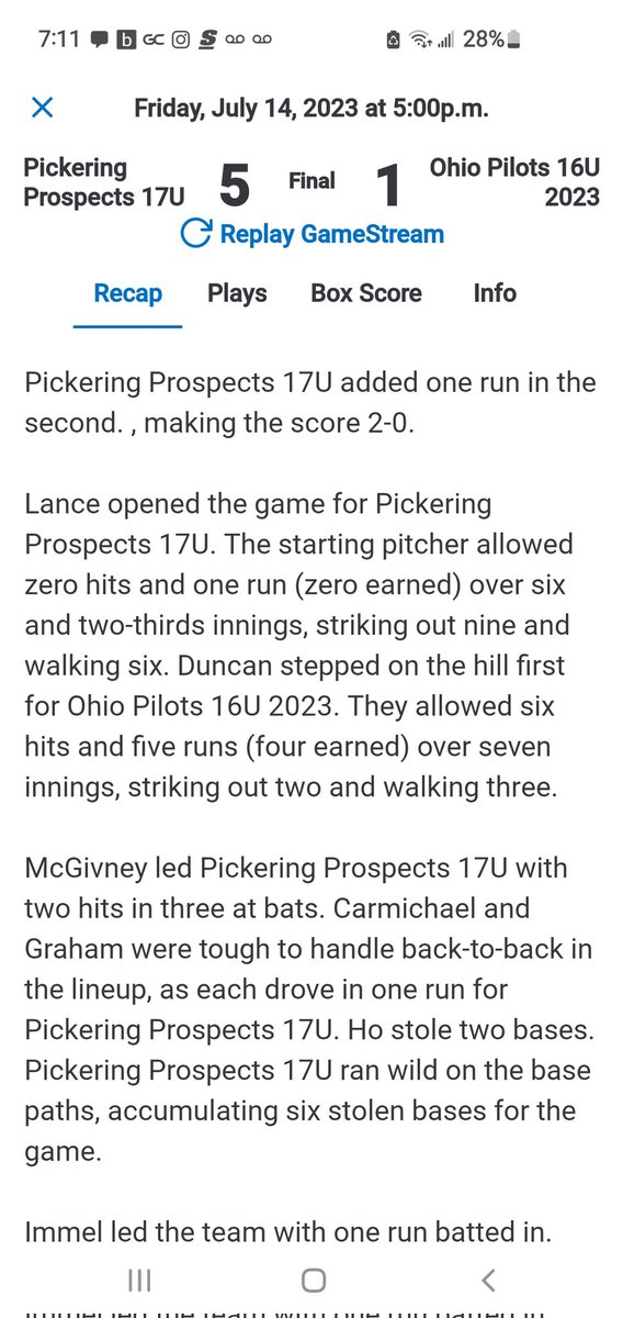 Luke so proud of all your HARD WORK.. 1st no hitter k9 in a complete 7inng game at t #cabahighschoolworldseries hosted down in Ohio USA #OHIOBASEBALL
#PBR 
#LUKELANCE_9 
LETS GO BOYS..🇨🇦🇨🇦💪🏼🙌⚾️
PLS SUPPORT OUR YOUNG CANADIAN ATHLETES.