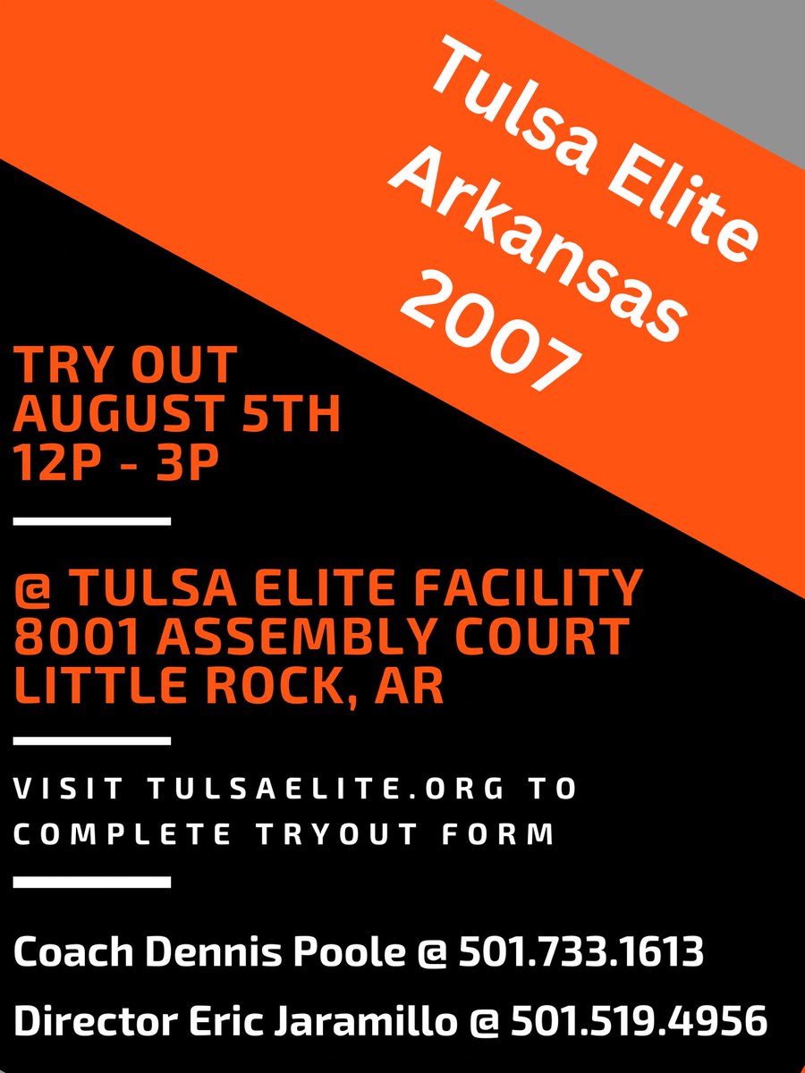 #BeElite
<a href="/TulsaEliteSB/">Tulsa Elite Softball</a> <a href="/TulsaElite/">Tulsa Elite Sports</a>