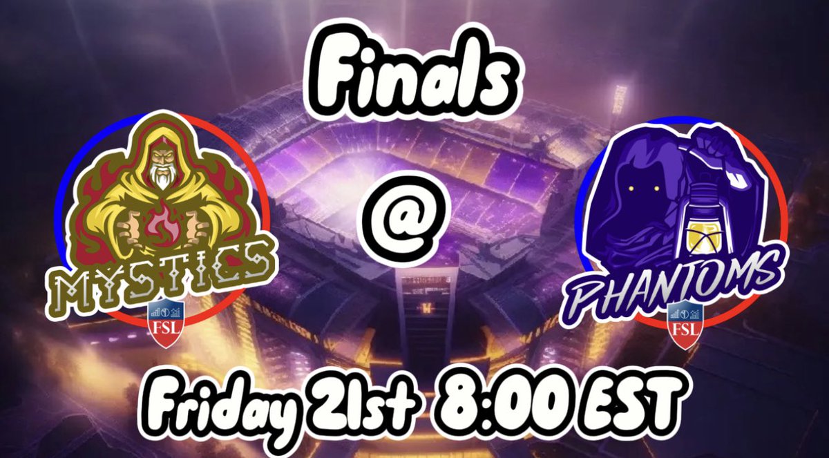 UnsourcedNL's tweet photo. NEXT FRIDAY, 8:00 EST!

FSL SEASON 3 FINALS!!!

MYSTICS VERSUS PHANTOMS!!

FIRST RIVALS TO MATCH UP IN THE FINALS!

MAKE SURE YOU’RE THERE!!! https://t.co/HWMkCoS6Yg