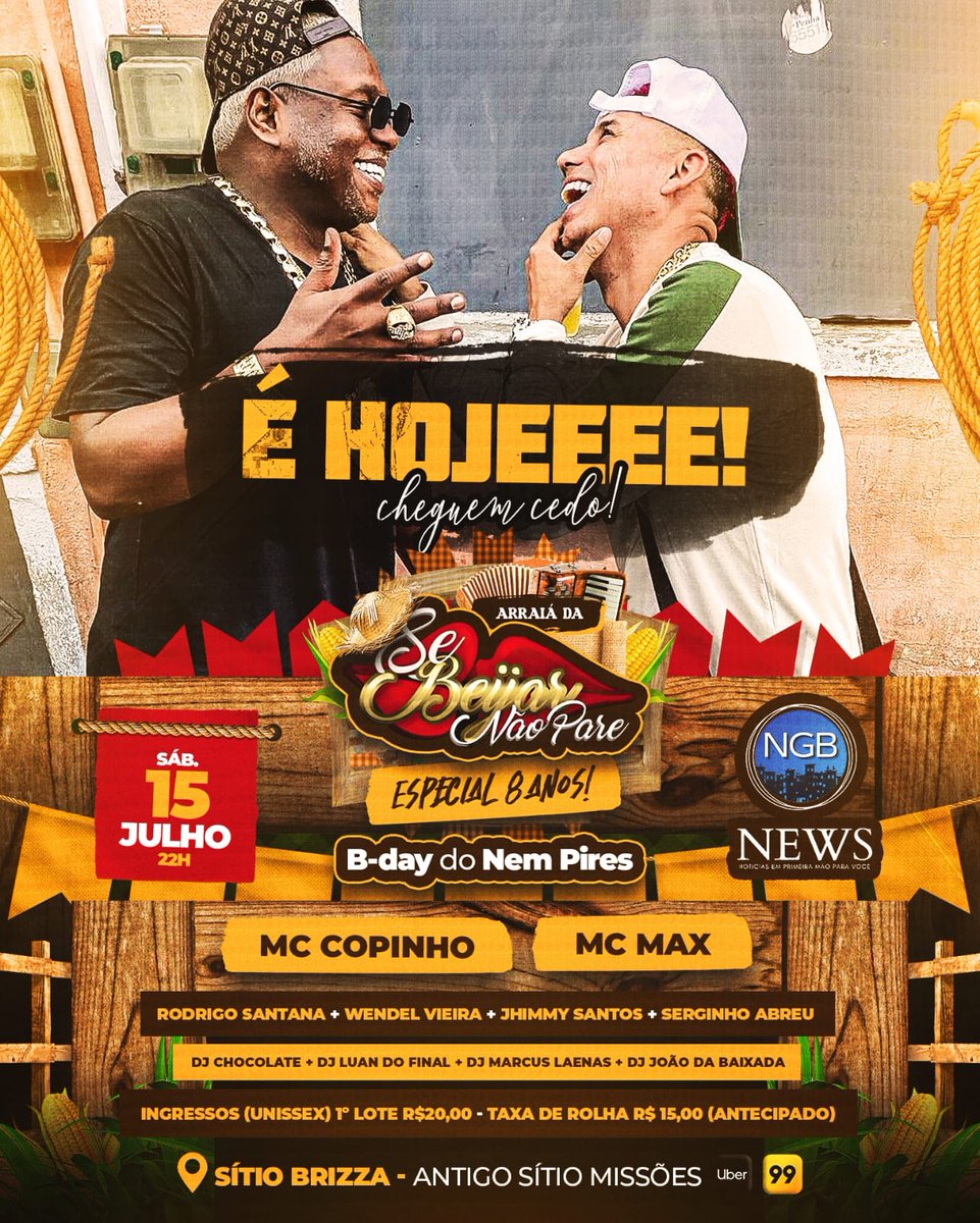 SBNPFESTA's tweet photo. Sábado com S de SE BEIJAR NÃO PARE 🔥👨‍❤️‍💋‍👨💥

TUDO PELO SÍTIO MISSÕES 🌽🤠🚀 https://t.co/nWDfHxv2X9