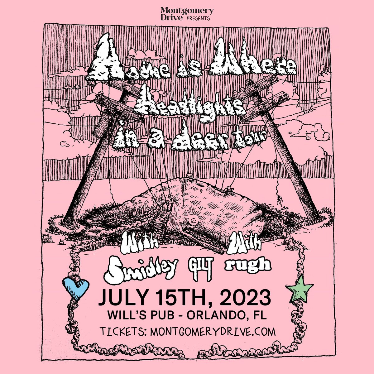 MontgomeryDrive's tweet photo. ⚠️ ONLY 50 TICKETS LEFT for @HomeIsWhereBand with Special Guests @TokeEverlasting (Conor of @Foxing), @GiltFL, and Rugh TOMORROW (Sat, 7/15) at @WillsPub

🎟️ https://t.co/hv9piPUXLI https://t.co/rCqDHyWTH7