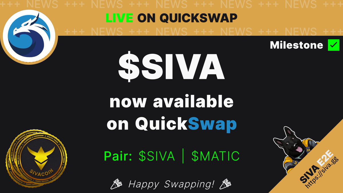 SIVA Labs (@siva_labs) on Twitter photo 🎉 Milestone Alert! 🚀
Our community reward token $SIVA can now be swapped on <a href="/QuickswapDEX/">QuickSwap 🐲 DragonFi 2.0</a> 💫
The first $SIVA Liquidity Pool (LP) is live, opening new horizons. 🌊
But that's not all! The ITO NFT mint is still active! 🔥
Updated Links in the profile 🤙
#Crypto #DeFi 🎉 Milestone Alert! 🚀
Our community reward token $SIVA can now be swapped on <a href="/QuickswapDEX/">QuickSwap 🐲 DragonFi 2.0</a> 💫
The first $SIVA Liquidity Pool (LP) is live, opening new horizons. 🌊
But that's not all! The ITO NFT mint is still active! 🔥
Updated Links in the profile 🤙
#Crypto #DeFi