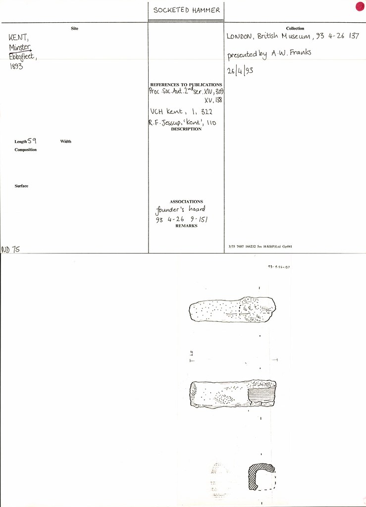 Bronze Age Socketed Hammer London, British Museum, 93.4-26.137,Presented by A. W. Franks,26/4/93 flickr.com/photos/MicroPa… #prehistory #bronzeage #baibm