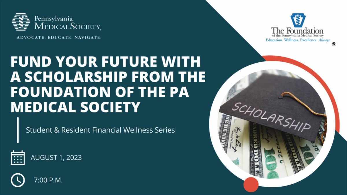 PAMEDstudents's tweet image. Fund your future with a scholarship by The Foundation of the PA Medical Society! Learn more about the wide variety of scholarships offered by The Foundation on Aug. 2 during a virtual Q&amp;amp;A session. Register at pamedsoc.org/events.