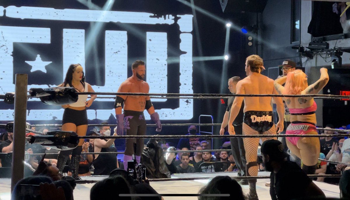 JohnPermaul's tweet photo. All hail the #deathmatch king and #IndyGod!! @themattcardona The #Rydertaker makes his presence felt in #NYC at @GCWrestling_ #GCWForever @stephdelander #InternetChampion #AlwayzReady https://t.co/DhxQ7rdR2r