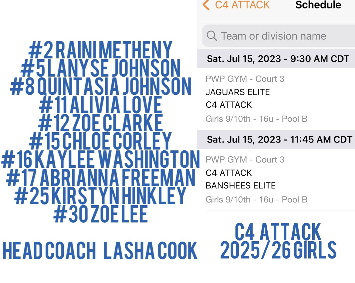 16u Ladies are at PWP Gym this weekend 
Setting The Pace for C4 Attack Basketball 
RainiMetheny <a href="/LanyseJohnson/">LanyseJohnson</a> quintasiajohnson <a href="/AliviaLove17/">Alivia Love</a> <a href="/Zoclarke12/">Zoe</a> ChloeCorley KayleeWashington <a href="/FreemanAbrianna/">Abrianna Freeman</a> <a href="/HinkleyKirstyn/">kirstyn hinkley</a> <a href="/Zoelee_07/">Zoe Lee</a> <a href="/DBcoachandrus/">C4CoachA</a> <a href="/C4SportOklahoma/">C4 SportsPerformance</a>