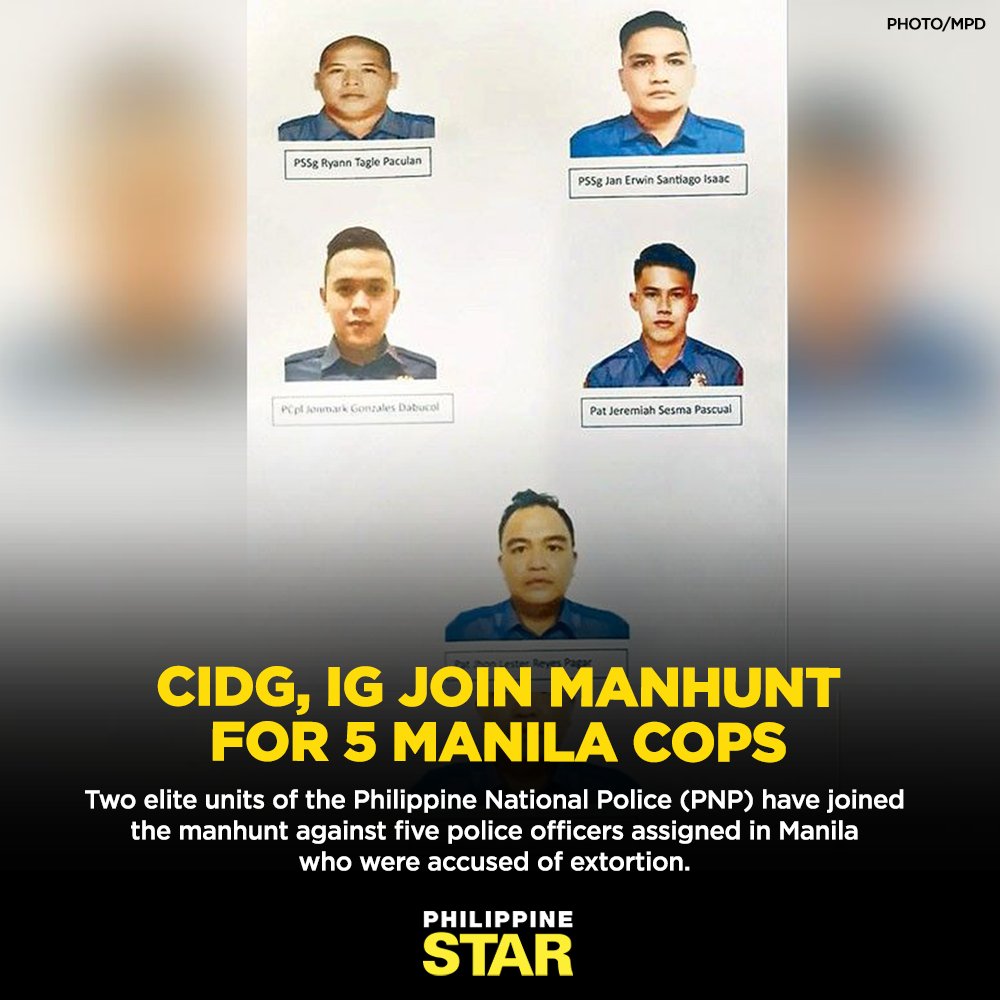 PNP chief Gen. Benjamin Acorda Jr. on Friday ordered the Intelligence Group (IG) and the Criminal Investigation and Detection Group (CIDG) to hunt down the five members of the Manila Police District (MPD) who have yet to report for duty. https://t.co/2KYiboedfP https://t.co/19jTEfmee0