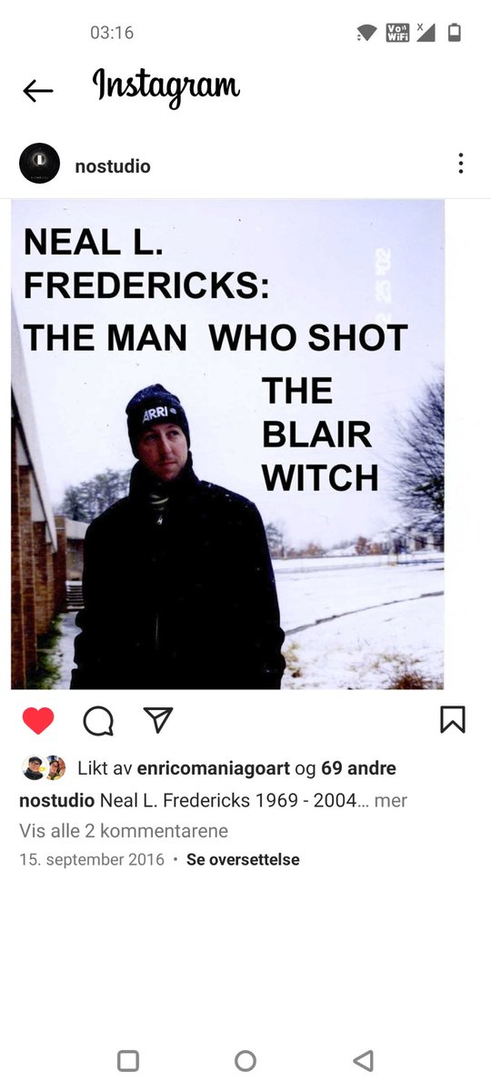 NOSTUDIO's tweet photo. The late, but great Neal Fredericks - cinematographer of the Blair Witch Project

For more go to https://t.co/d6AJnmOGCy https://t.co/5ddnKdtVJk