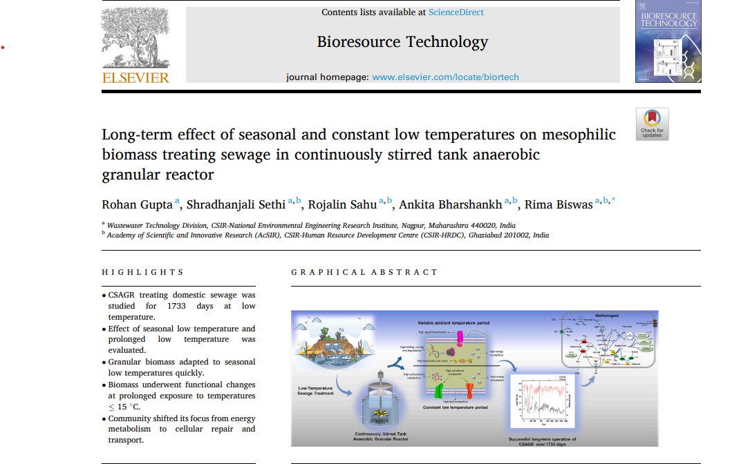 We are delighted to share that our work on low-temperature sewage treatment has been published in Bioresource Technology. authors.elsevier.com/a/1hQ5Z3QUFZMk…
<a href="/CSIR_NEERI/">CSIR-NEERI</a> <a href="/CSIR_IND/">CSIR, India</a> <a href="/RakshakKumar/">Rakshak Kumar Acharya</a> <a href="/RiteshVijay6/">Ritesh Vijay</a> <a href="/neeri_wwtd/">CSIR-NEERI: Waste Water Management (Sub Vertical)</a> <a href="/IndiaDST/">DSTIndia</a> <a href="/ScienceNews/">Science News</a>