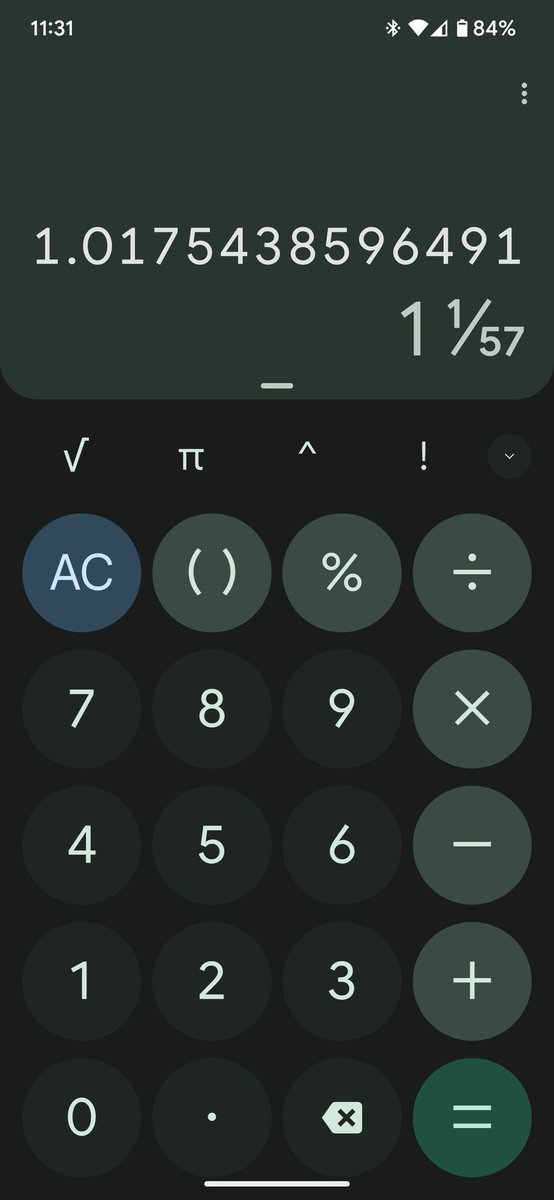 Wtf android calculator?  What's with these bullshit freedom fractions? https://t.co/HJoTD60hgy