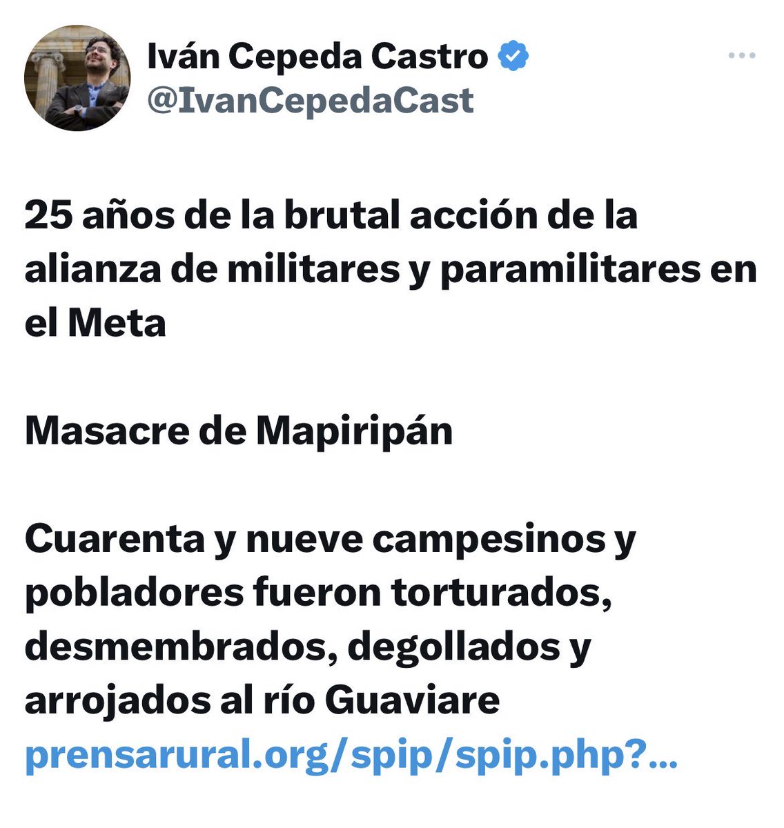 Entonces “Martín Sombra” confiesa que la masacre de Mapiripán fue perpetrada por las FARC “Marco Aurelio Buendias” y ellos culparon al ejército para poder pedir millonarias indemnizaciones , acusaron injustamente a 2 altos militares Rito Alejo del Río y al general Uscategui