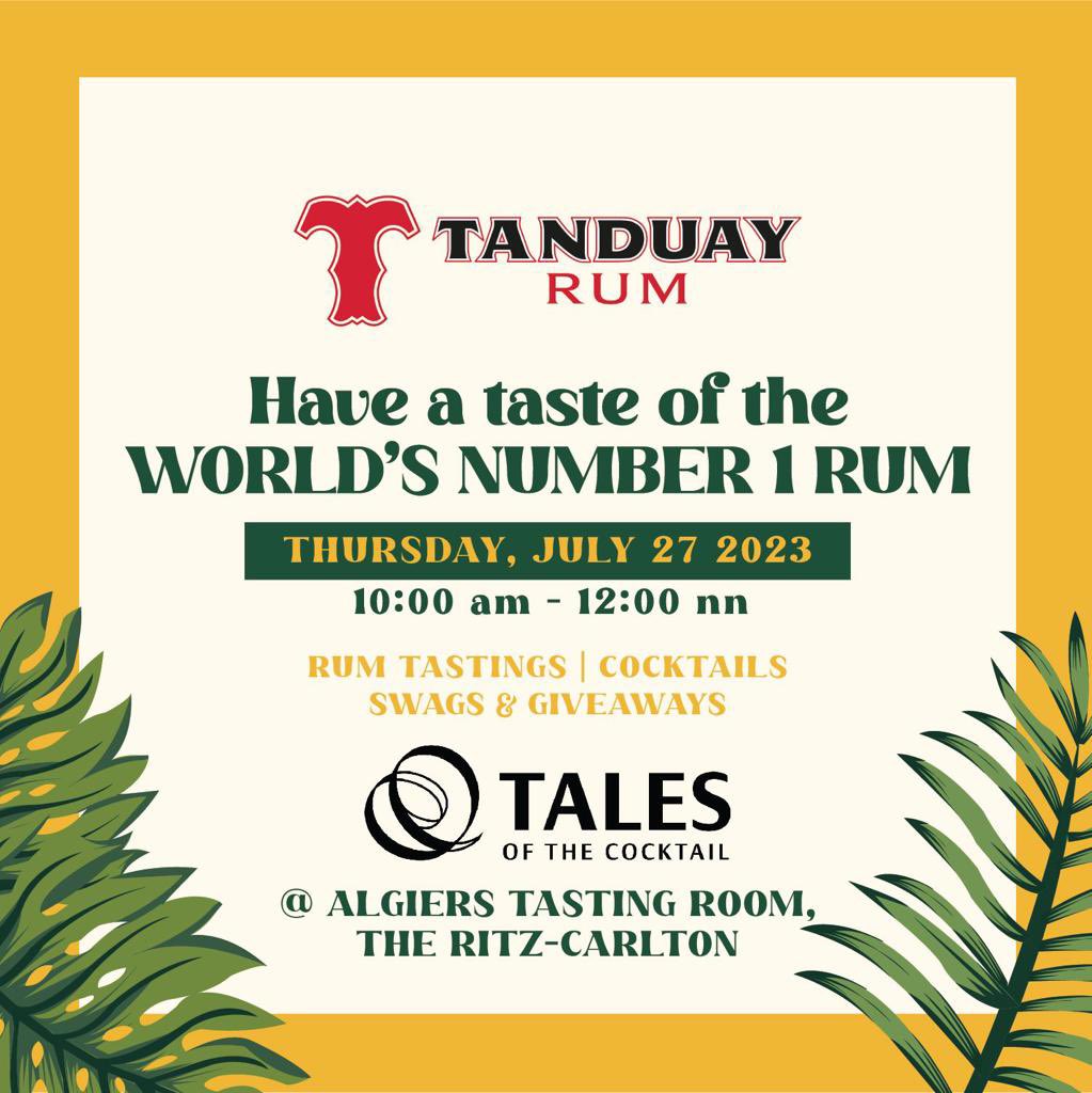 Excited to announce that #TanduayRum will be joining this year’s Tales Of The Cocktail! Who’s coming? <a href="/totc/">Tales of the Cocktail</a>