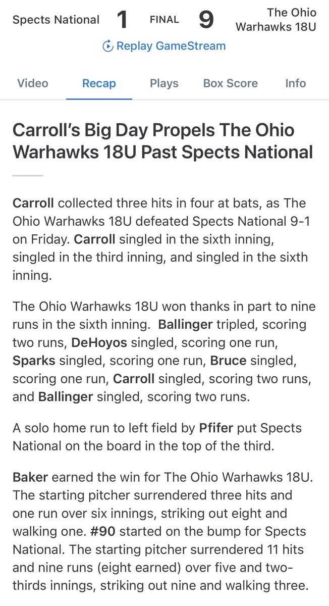 jrm31998's tweet photo. What a ball player ⚾️💯 Carroll has all the tools..Dayton commit… @BoysSummerNIT @OhioWarhawks @Chrisjc2023 @DaytonBaseball https://t.co/mD90w4T128