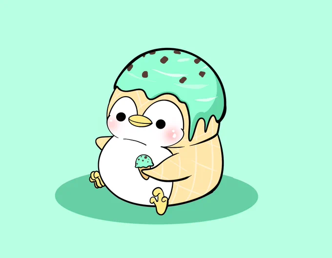 チョコミント派なアイスペンギン