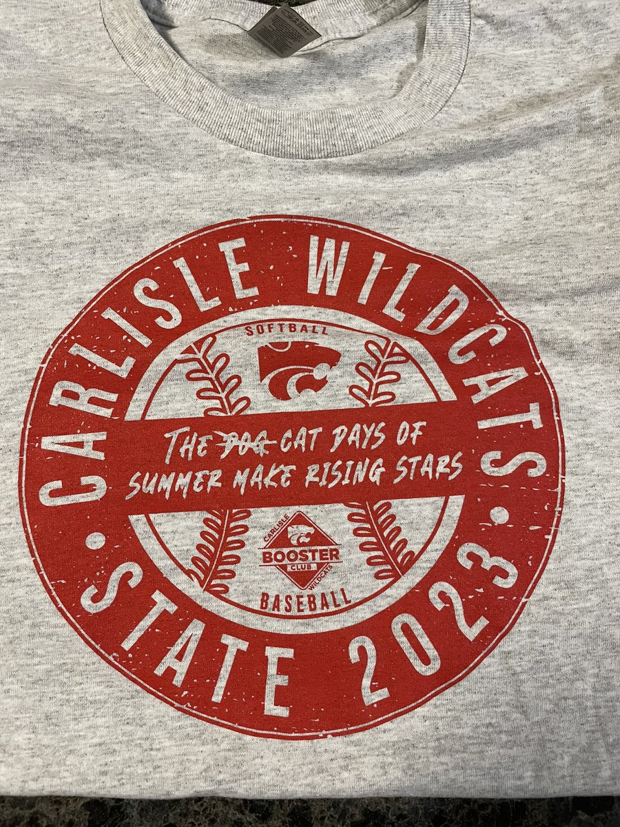 CarlisleSoftbal's tweet photo. Shout out to @CHSCatsBoosters for the shirts they provided the girls and boys for their state tourney trips! Pretty awesome shirts for a great group of kids! https://t.co/vQGbR8kq8H
