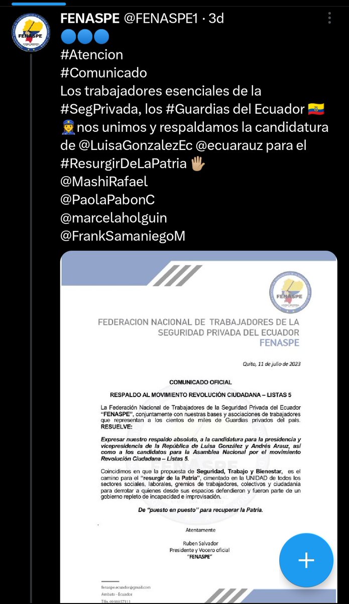 Angel_enAlerta's tweet photo. #Fenaspe no nos representa!!! #RubenSalvador es un sinvergüenza de doble discurso q a través d su # telefónico personal está ofreciendo arma de "Fuegos Letales". Cuando esté siempre manifesto estar en contra del porte de armas. @radiolacalle @Ricardo_Vanegas @LuisaGonzalezEc https://t.co/asXU0rosva