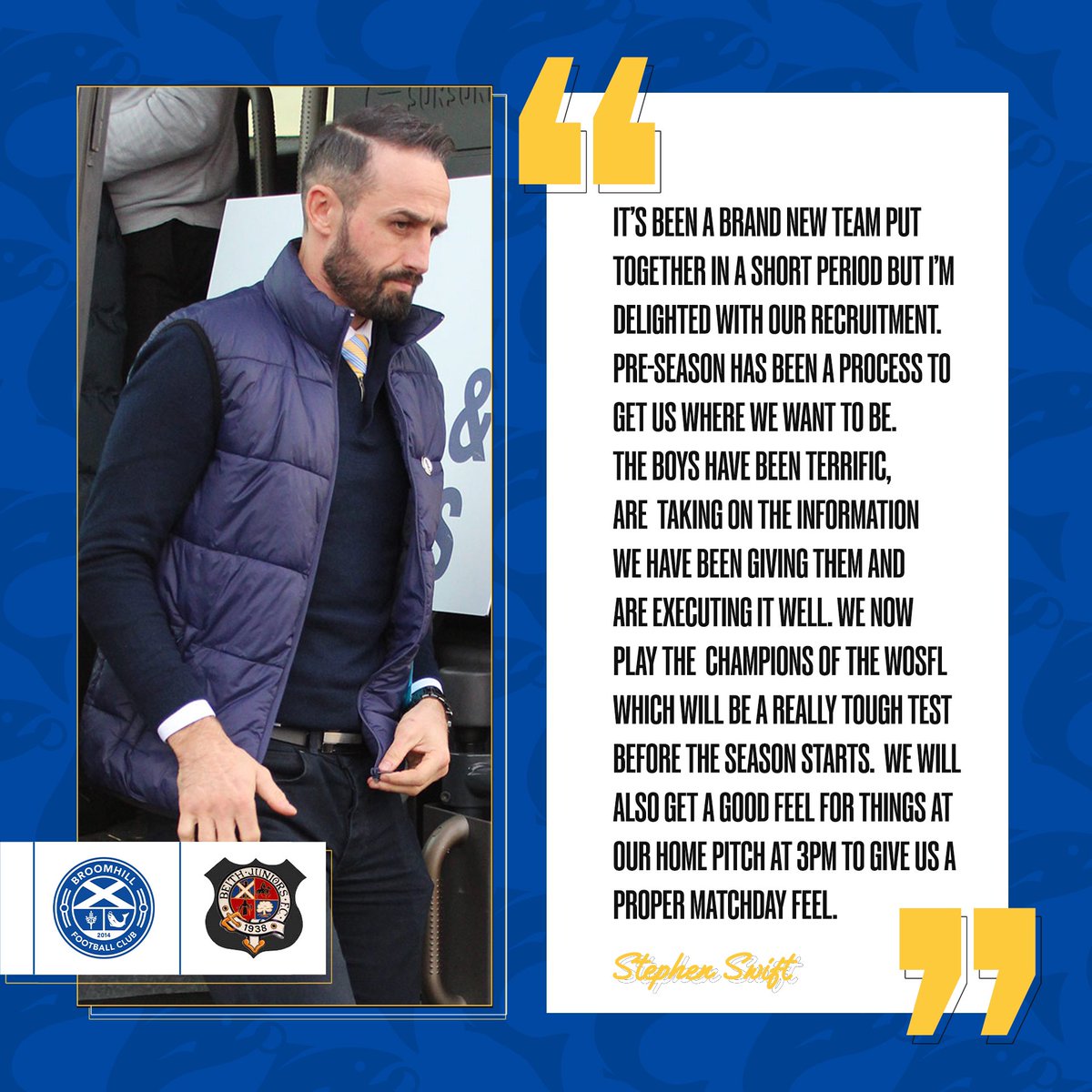 It’s matchday and Swifty’s looking forward to seeing you all!

🏟️ Dumbarton Stadium
🕰️ 3pm
💷 £5 for all
🎟️ app.fanbaseclub.com/club/broomhill… or PATG

🔵⚪️