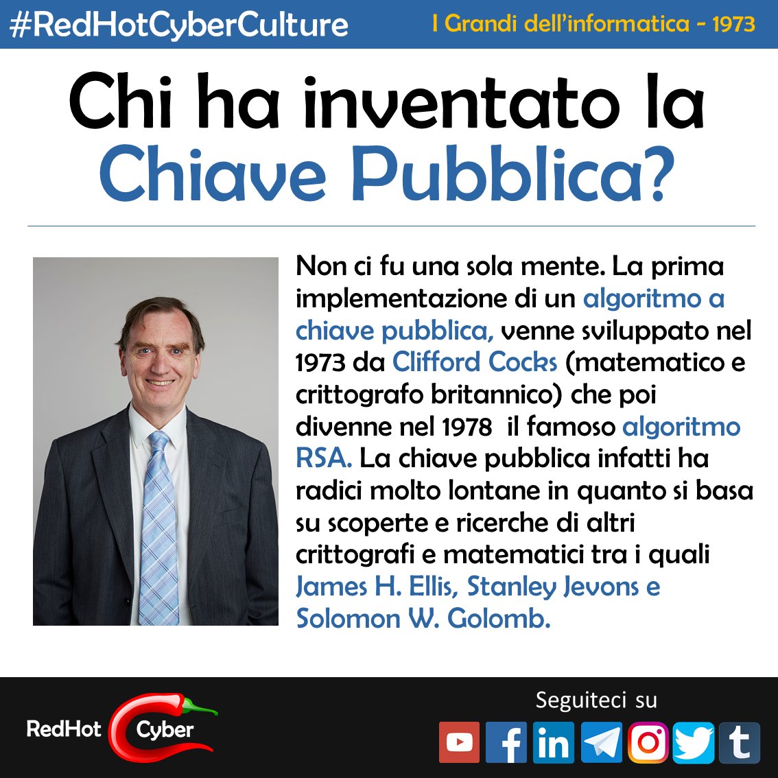 redhotcyber's tweet photo. Chi ha inventato l'algoritmo a chiave pubblica?
#redhotcyber #inventori #pionieri #informatica #innovazione #intuizione #genio #ingegno #newtech #technology #innovation #it #computer #RHCpioneer https://t.co/PL81bEAV3s