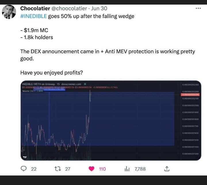 cryptoknowle's tweet photo. The legend @CHOOCOLATIER is huge chad in the whole Crypto Twitter. I have 5X profit from his calls🔥

FOLLOW and DM him to spread your GEM -> @CHOOCOLATIER

$BTC $Wolf $JASMY $MIOTA #BOOLISH $HEX $RLB $TOURO $GNO #BTC2 $ADA $TORA $ZEN $NFAI $SKL $CQT $TRH #BIO2 $XRP $OP https://t.co/P9gfEInCfr