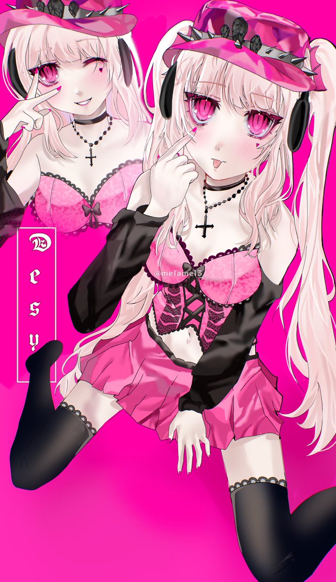 My entry for #DDesy2023 art contest!  
I tried a new artstyle🙏 (with and without the bear)

<a href="/DDesys/">Desy ♡</a>