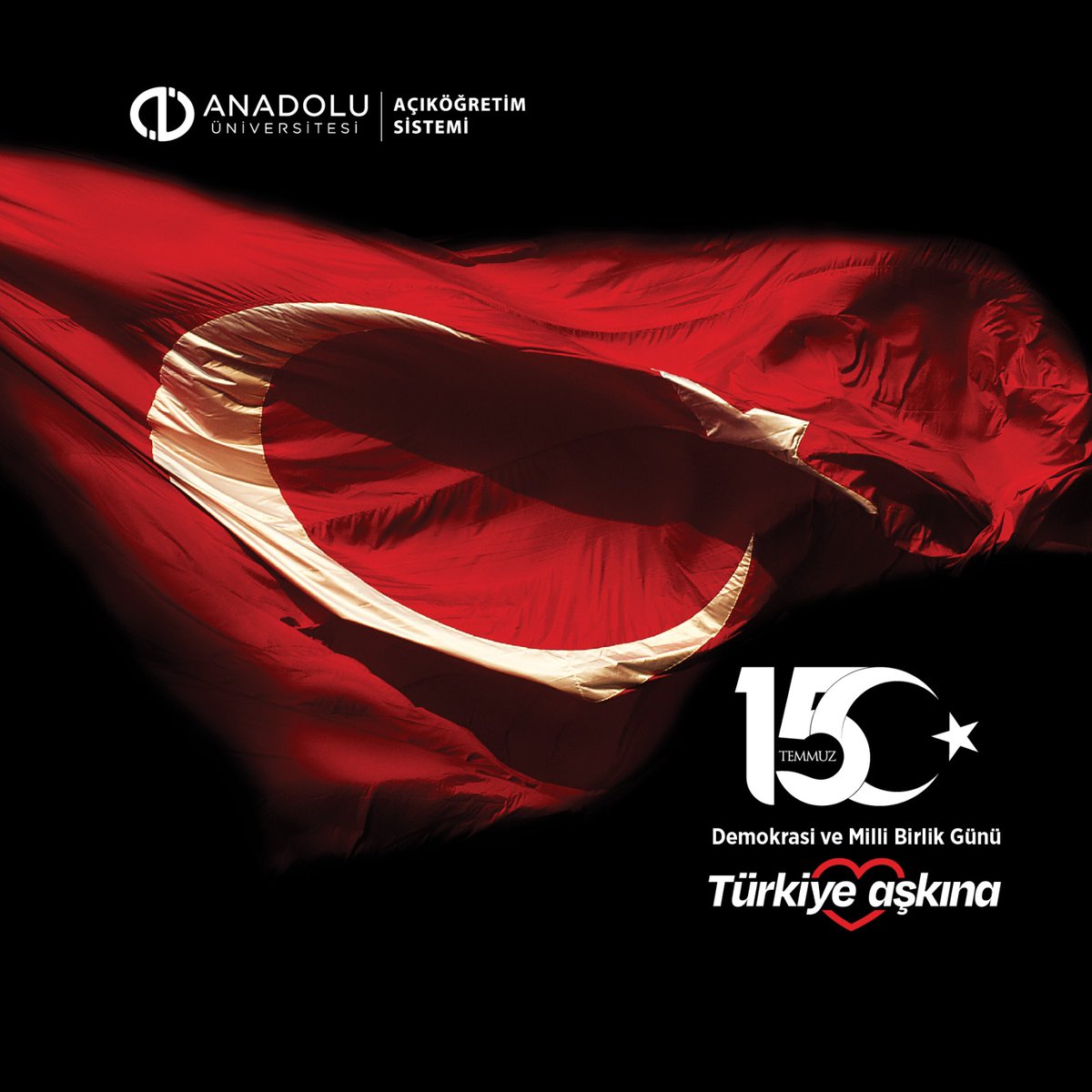 🇹🇷 15 Temmuz Demokrasi ve Millî Birlik Günü kutlu olsun. 🇹🇷
Türkiye Cumhuriyeti’nin millî birlik ve bütünlüğü için canını feda eden tüm şehitlerimize Allah’tan rahmet diliyor, gazilerimize de minnet ve şükranlarımızı sunuyoruz.
#Açıköğretim #15Temmuz #DemokrasiVeMillîBirlikGünü