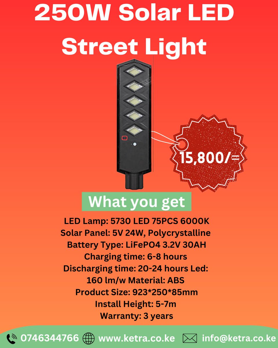 ketrapower's tweet photo. Illuminate your Pathway to Sustainability by Ketra Solar-Powered LED Street Lights.

Call/Whatsapp 0746344766

#SolarPower #LEDLights #SustainableLiving #GreenEnergy #BrighterFuture #StreetLighting #RenewableEnergy #CleanTechnology https://t.co/VnqVALrCxF