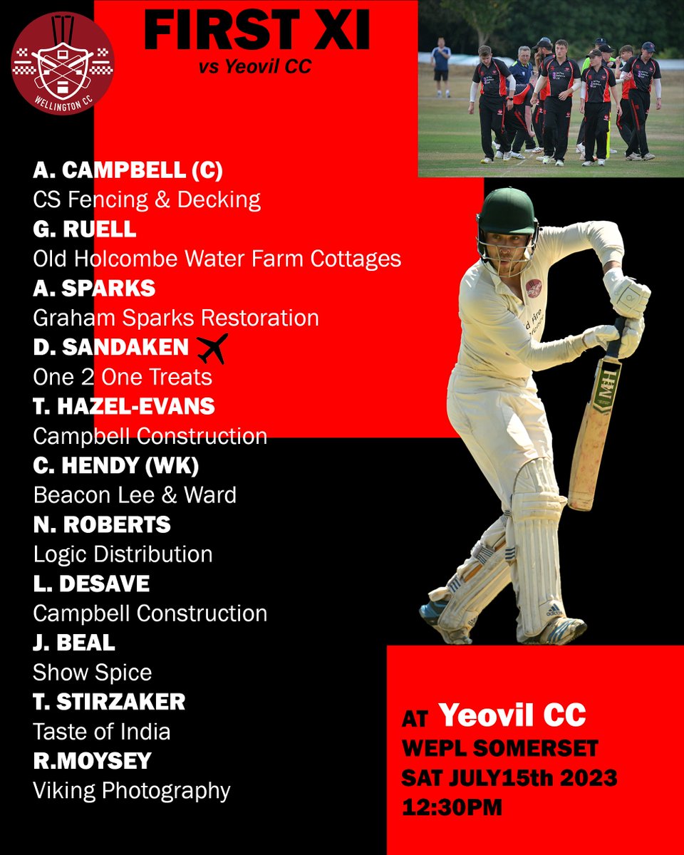 Wellycc's tweet photo. 📜 Our line-ups for this weekend 🔴⚫️

1⃣st XI vs @YeovilCricket (a)
2⃣nd XI vs @SpaxtonCricket (h)
3⃣rd XI vs @wembdoncc (a) https://t.co/qTRltPiYEa