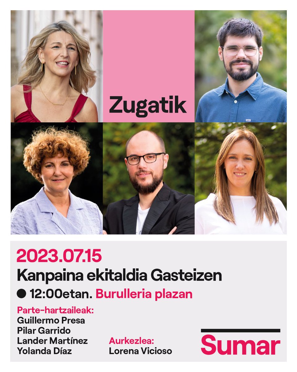 Yolanda_Diaz_'s tweet photo. ¡Vitoria, nos vemos hoy! Os esperamos a las 12:00h en la Plaza de la Burullería.

Seguimos avanzando para salir a ganar este 23J. https://t.co/PILLwBkqiT