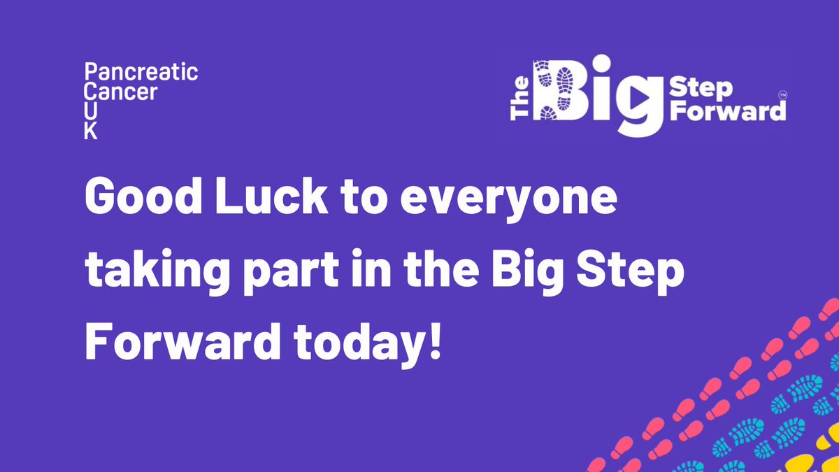PancreaticCanUK's tweet image. Today, over 2,500 people across the UK and taking on The #BigStepForward – raising funds to transform the future for everyone affected by #PancreaticCancer.

Send them a good luck message in the comments below, or if you’re taking part today, tell us WHY! 💜