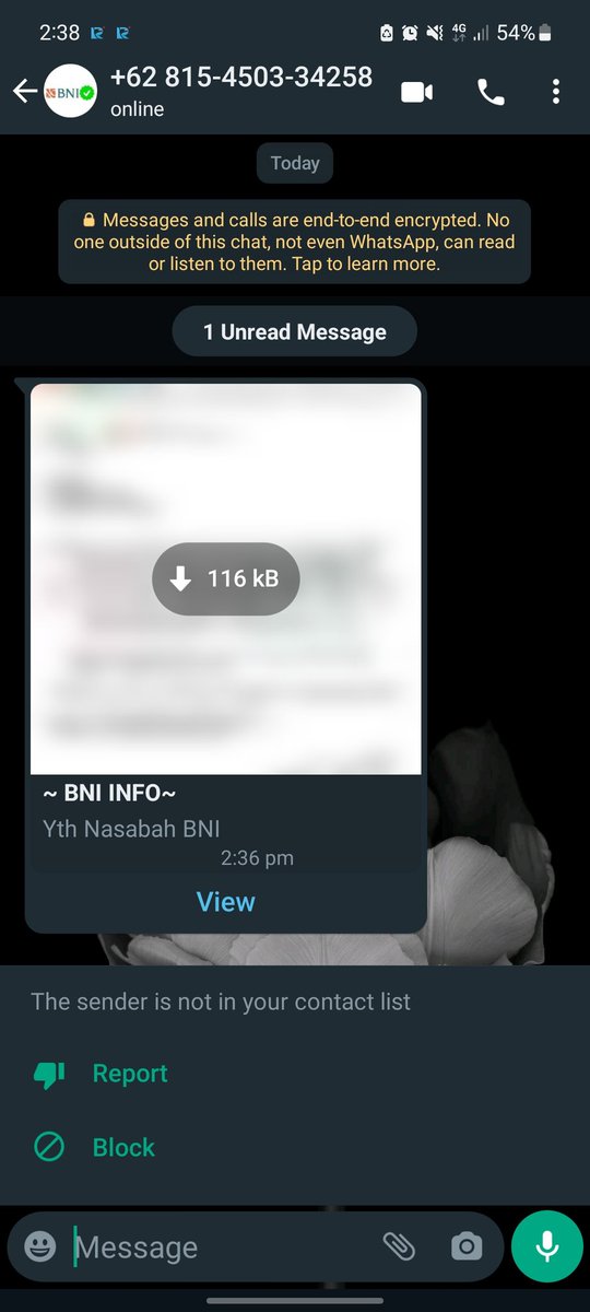 alanfitrah's tweet photo. @BNICustomerCare ini apasih mencurigakan banget? Udah 3 nomer selalu langsung di block tapi masih aja ngirim beginian https://t.co/dcCoodZB0s