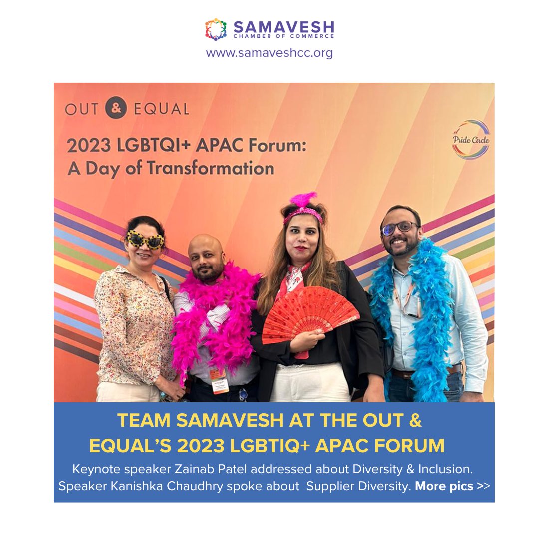 SamaveshChamber's tweet photo. It was an amazing experience for team Samavesh to attend the Out & Equal’s 2023 LGBTQI+ APAC Forum in Bangalore. The venue was filled with powerful and insightful conversations.
#samaveshchamberofcommerce #samavesh #apacforum2023 #apacforum #lgbtq
#diversityandinclusion https://t.co/QaG6g9wwum