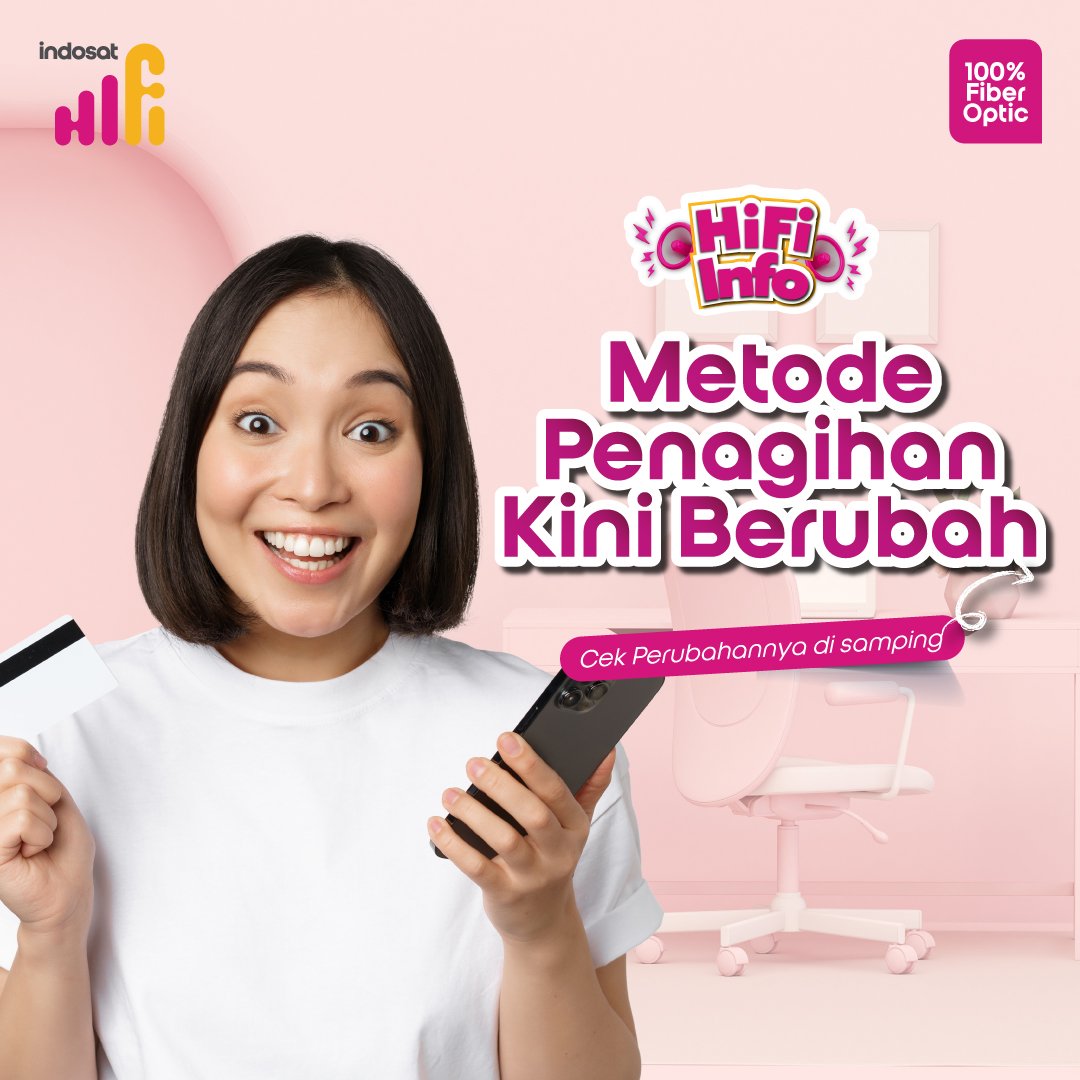 HiFicare's tweet photo. HiFriends, telah terjadi perubahan metode tagihan Indosat HiFi. Simak untuk info lebih lengkap nya ya https://t.co/51e6PmHXbx