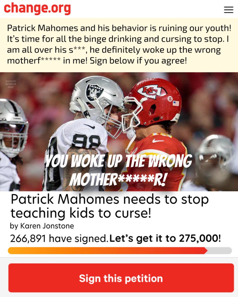 RT @kcchiefsmmz: Karen Jonstone to Patrick Mahomes: “You woke up the wrong motherf*****!” https://t.co/GAhKWXO08c