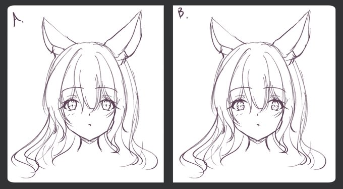 夢の中で右の目の描き方見て可愛いやん?!ってなってササッと描いてみたんですけど漫画(モノクロ)で見る場合どちらがお好き・・・?(ツリーにアンケート) 