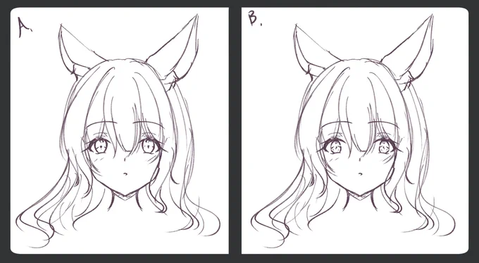 夢の中で右の目の描き方見て可愛いやん?!ってなってササッと描いてみたんですけど漫画(モノクロ)で見る場合どちらがお好き・・・?(ツリーにアンケート) 
