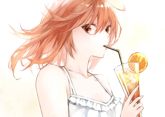 毎日暑いのでオレンジジュース飲んでるぐだ子ちゃん描いてました #FGO