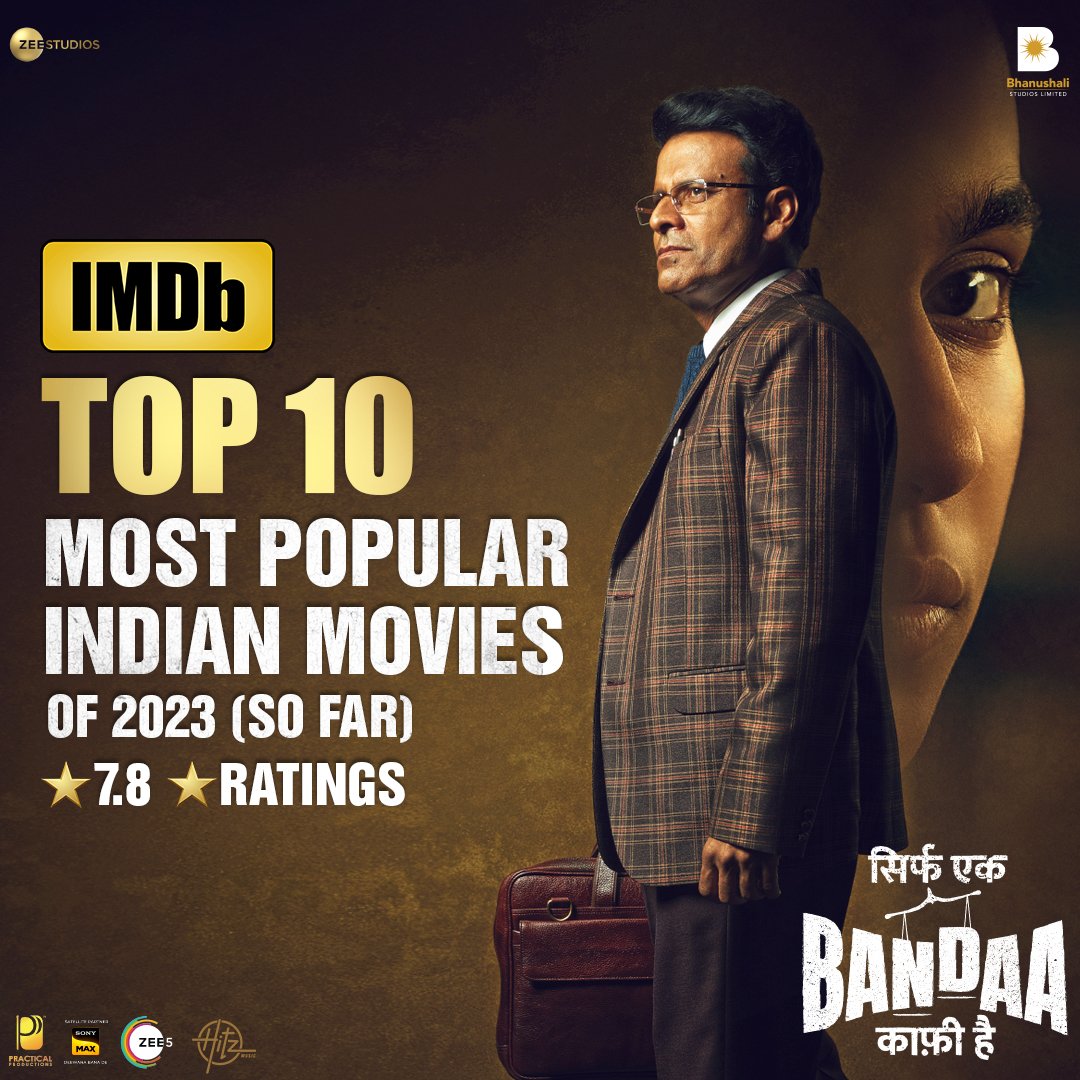 vinodbhanu's tweet photo. Who needs capes when #SirfEkBandaaKaafi hai? ✨
Thank you @IMDb_in
@BajpayeeManoj @apoorvkarki88 @Suparn @ZeeStudios_ #KamleshBhanushali #AsifSheikh #VishalGurnani #JuhiParekhMehta #ArjunKukreti @DeepakKingrani #PracticalProductions #PRMotionPictures @ZEE5India @HitzMusicoff https://t.co/CNIKxzk4rx