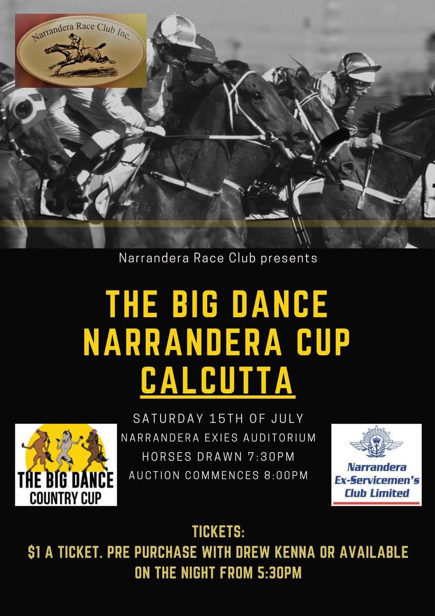 First ever Big Dance Narrandera cup Calcutta is happening tonight. Get in touch if you would like a chance to have a pony running around to earn u cash tomorrow 🏇🏻