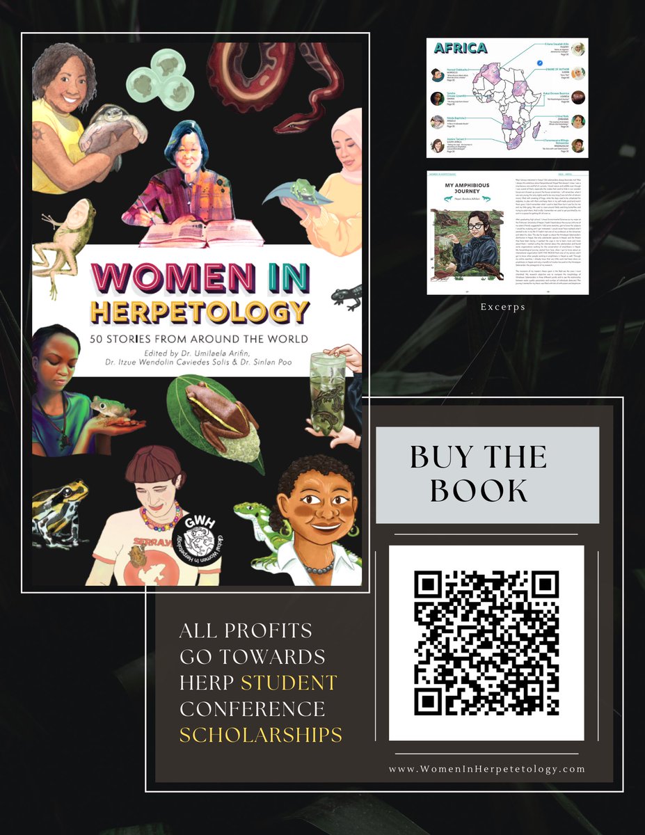 Pre-sales of the #WomenInHerpetology book is up at #JMIH2023! ✨💫☄️ Read about 50 amazing women who work with #amphibians & #reptiles & support student scholarships at the same time! 🐍👩🏻‍🔬🦎👩🏼‍🔬🐢👩🏽‍🔬🐸👩🏾‍🔬🐊👩🏿‍🔬 kickstarter.com/projects/women… @ssarherps @IchsAndHerps @HerpLeague @ASIH_DEIB