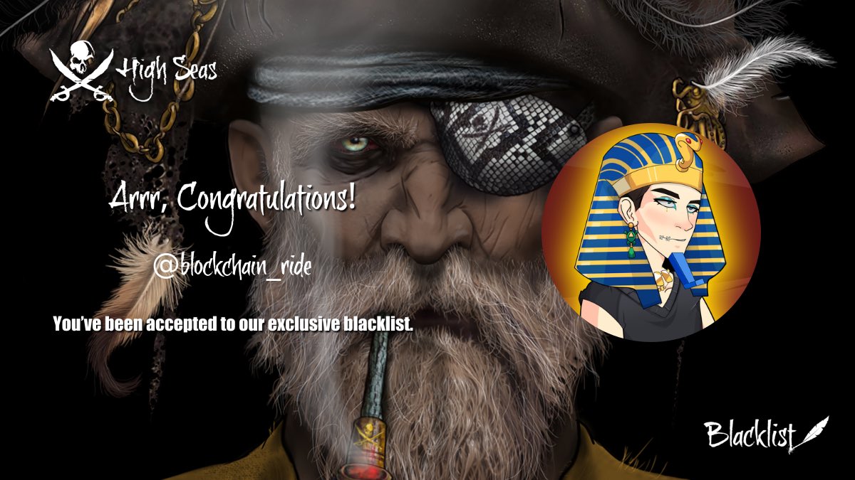 Ahoy, @blockchain_ride! The captain's gandered at yer papers, and yer petition for the blacklist of the @HighSeasGameFi has been accepted!✅ Ready yer cutlasses and batten down the hatches, for from this day on, ye sail under the black flag! 🏴‍☠️ #HSPcrew