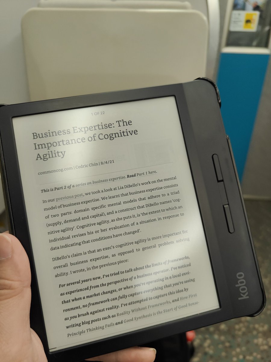 Train time means reading time. Thank you <a href="/ejames_c/">Cedric Chin</a> for releasing the Business Expertise series for free!

Go check out commoncog.com for more on how to make better business and career decisions 📖