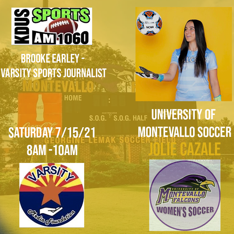 b_sodell's tweet photo. .@BrookeEarley2 of the @VarsityShow will be interviewing @joliecazale of @Montevallo soccer tomorrow morning!

Be sure to listen in live from 8AM-10AM on @KDUSAM1060 or online at https://t.co/vgmpMIlcYd

#montevallosoccer https://t.co/vXe7oekKkV