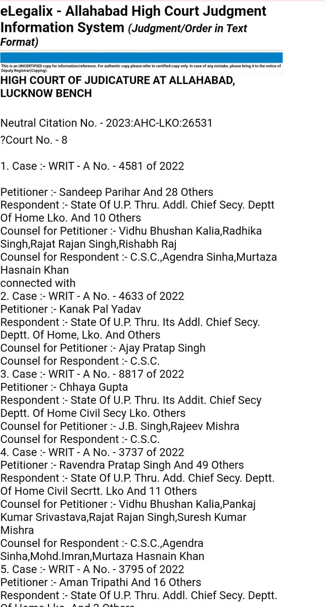 4581 के order में लिखा है जो 
Court में साहब ने कहा था 
' इसे रद्द कर दिया जाएगा '

इसे क्या समझा जाए जो no. 14 में लिखा है ?

Hearing वाले दिन कोर्ट में उपस्थित व्यक्ति बताए,
#UPSI_NEEDS_CBI_INVESTIGATION  <a href="/upprpb/">Uttar Pradesh Police Recruitment & Promotion Board</a> #UPSI9534_SCAM2021