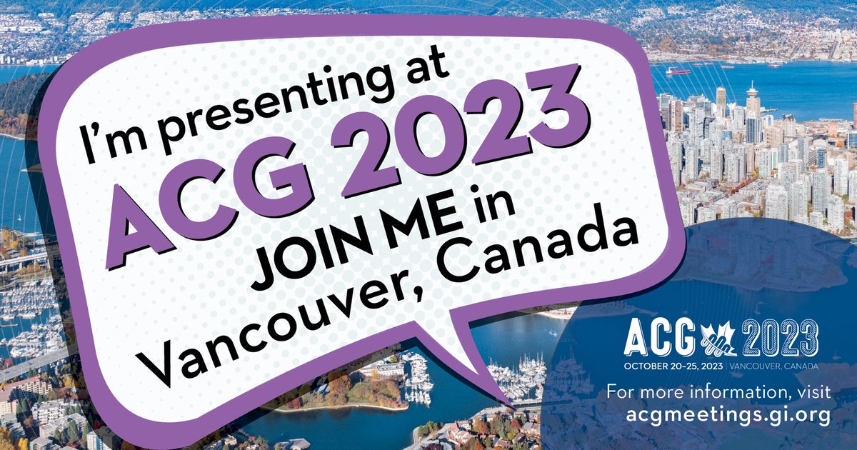 I am so excited to share that I will be presenting five abstracts at #ACG2023 
I could not be more grateful and thrilled for this opportunity, and I look forward to meeting with and learning from everyone. 
@AmCollegeGastro #WomeninGI