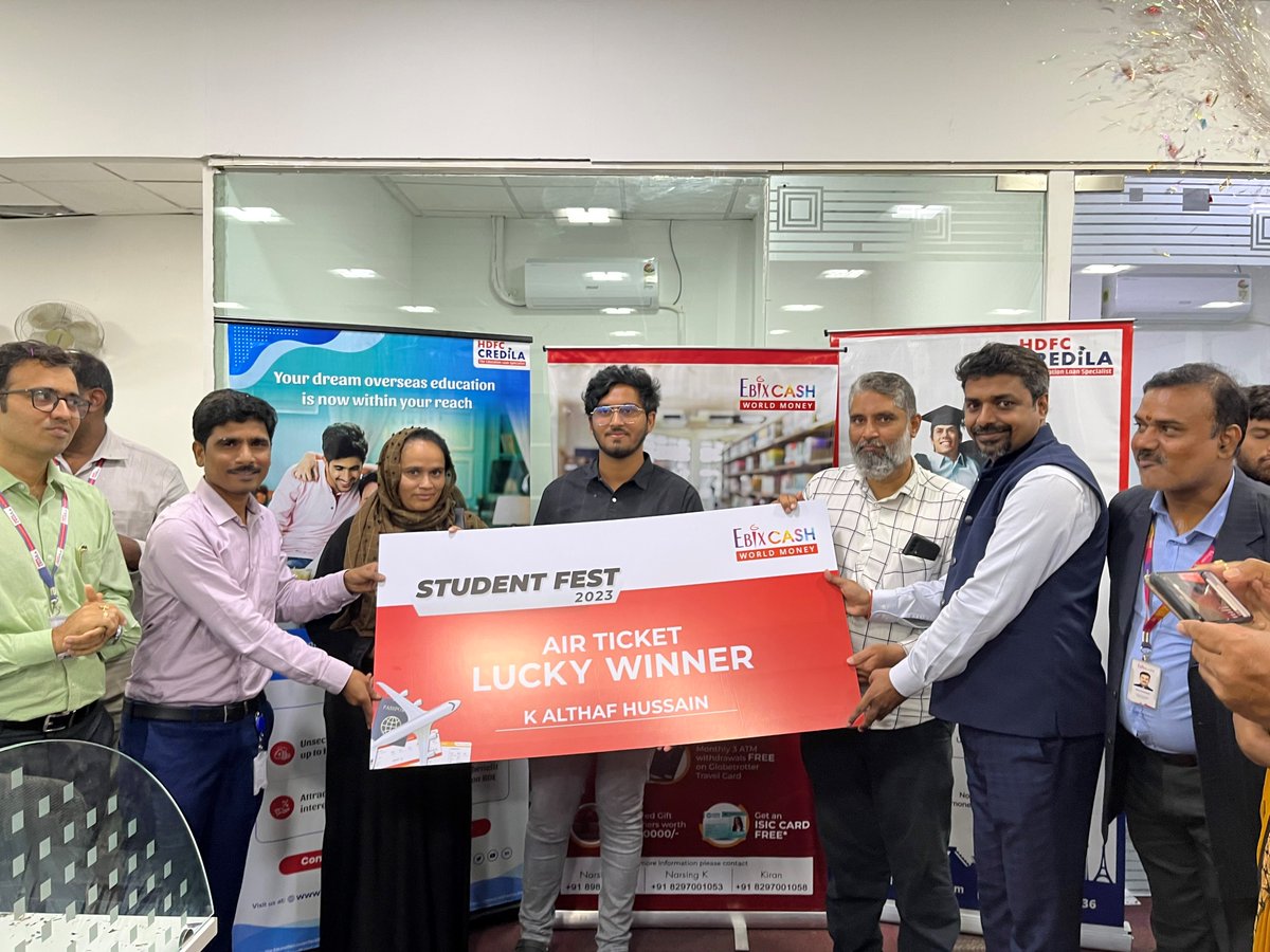EBIXCASH_WM's tweet photo. Congratulations Althaf Hussain on winning a #Airticket! Wishing you the very best as you head abroad to pursue your further studies
What are you waiting for? Remit your 1st term fee with #EbixCash and win exciting prizes!
#forexservices #studentforex #Remittance https://t.co/fUp8iEmnjO